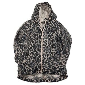 Lorna Jane‎ Leopard Windbreaker Womens M Hooded Zip Up Lightweight Athleisure